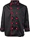 KNG Men's Executive Chef Coat with Contrast Black with Red Accent, L