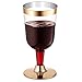 BloominGoods 50 Gold Rimmed Disposable Wine Glasses | 7 oz. Premium Clear Hard Plastic Fancy Wine Cups (50-Pack)
