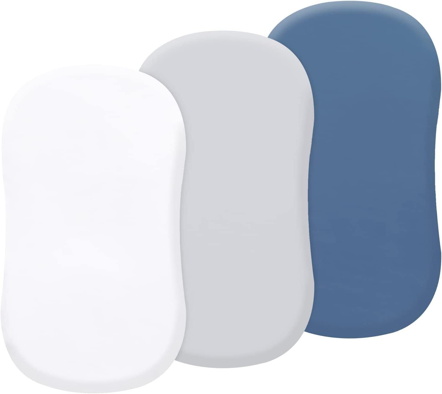 Moses Basket Sheets Set 3 Pack - Baby Bassinet Sheets for Boy and Girl - 100% Microfiber Universal Fitted for Oval, Hourglass & Rectangle Bassinet Mattress - Cot Bed Sheet & Crib Mattress Cover