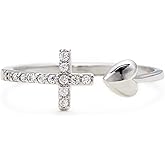STORYJEWELLERY Daughter Ring, Cross Rings, Silver Faith Ring, Gifts for Daughter