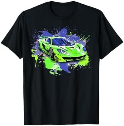 Amazon.com: Lime Green Sports Car Lightning Graphic T-Shirt