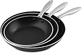 Utopia Kitchen Professional Oven Safe Nonstick 8 Inch, 9.5 Inch & 11Inch Frying pan Cookware Set, Dishwasher Safe, 3 Piece (3 Piece Frying Pan - Stainless Steel Handle)