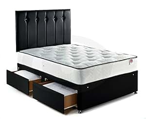 120 x 190 cm doble pequeña de color negro con diván cama 25 cm extra