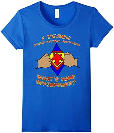 Women's I Teach Kids With Autism Autism Awareness Super Hero T-Shirt XL Royal Blue