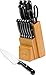 Utopia Kitchen Stainless Steel Knife Block Set 13 Piece Set - Rubber Wood Block