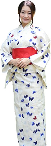 sakura Women Japanese Yukata obi belt set / White butterfly pattern
