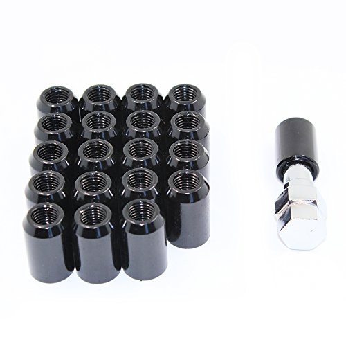 MODAUTO Set of Open Nuts for Asparagus Wheel or Spacers, with Hexagonal Wrench, Thread pitch M12 X 1.50mm, 20Pcs, Black, Model F320BBK-UK