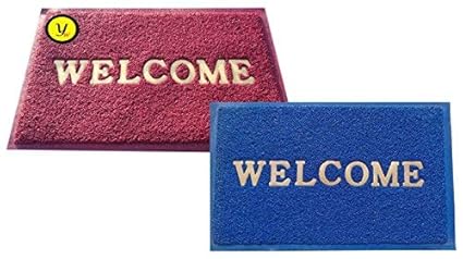 Yellow Weaves Welcome Plastic Set of 2 Door Mats - 38.1 cm x 58.4 cm- (Color AS PER Availability)