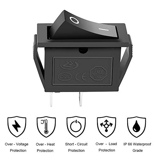 MXRS Boat Rocker Switch 12PCS Toggle Switch 20A/125V 15A/250V 2 Pin Toggle Switch SPST ON/Off for Car Auto Boat Household Appliances,Black