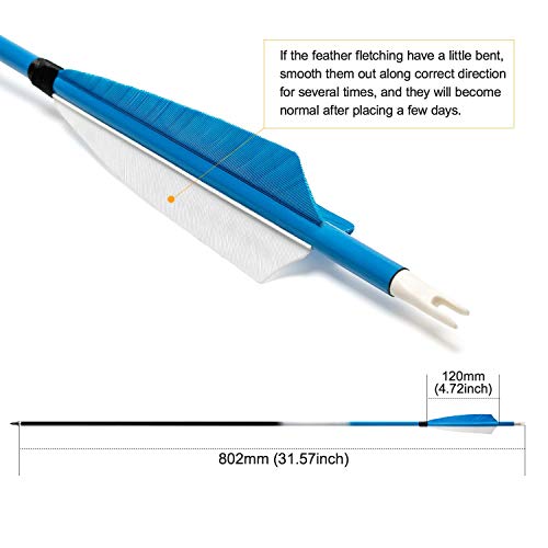 Feather Arrows 31" Archery Hunting Arrows Carbon Targeting Practice Feather Fletching Arrows for Recurve Bows and Longbow with Removable Tips - Thumbnail 4