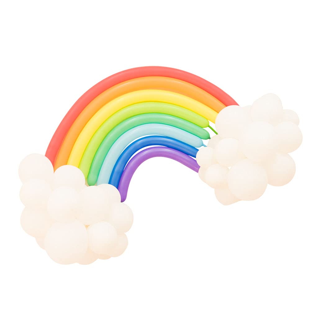 She's Shining Rainbow Balloons Set (24pcs Multicolored, 15pcs White), Pump, Dot Glue for Wedding, Birthday, Party Decoration