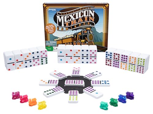 Mexican Train Dominoes - Beautiful Color Dot Double 12 Dominoes Set - Includes…