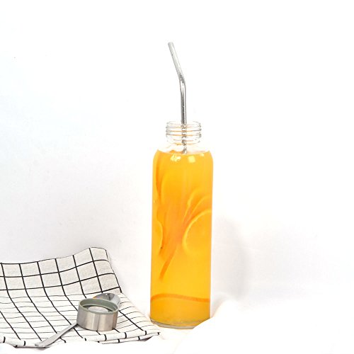 image for StarSide 6 Pack 17 oz Clear Glass Water Bottle Bottles with Sliver Sta