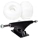 Cal 7 5.0 Inch Skateboard Trucks, 52mm Wheels, Plus Bearings Combo Set (Black truck with white wheels)