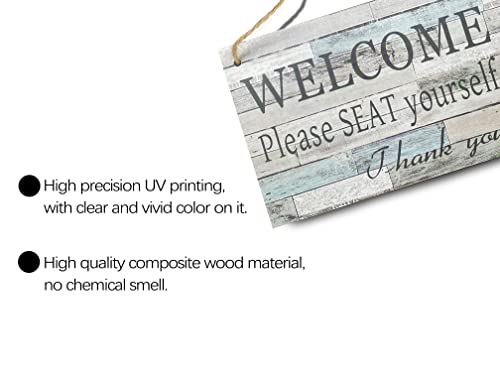 Funny Bathroom Wall Decor Sign, Printed Wood Plaque Sign Wall Hanging Welcome Sign Please Seat yourself Wall Art Sign , 11.8\