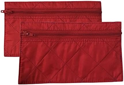 Budgeting Envelopes, Zippered Wallet, 2-Pack Reusable Spending Allowance Cash Envelope System, Nylon Organizer Bag (Small, Cherry Red)