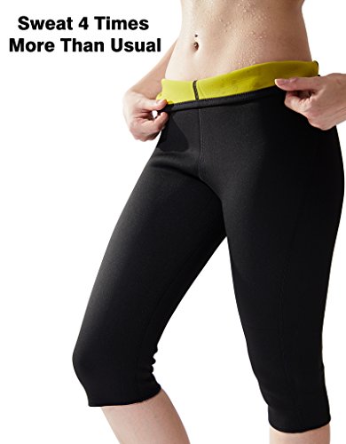 IFLOVE Sauna Sweat Pants for Women Weight Loss Workout Leggings Easy Slim Hot Yoga Capri Thigh Belly Fat Burner Waist Trainer Black (Black, US Size 3XL)