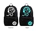 Enigma's Mystics Anime Cartoon Luminous Backpack - With USB Charging Port Anti-Theft Lock & Pencil Case Fashionable Unisex Luminous Anime School Bag Cartoon Glow In The Dark Laptop Travel Bag (BLACK)