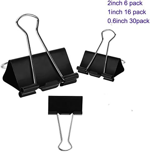 Tissir Black Binder Clips, Folder Clip, 52pc Paper Clip - Multi-purpose Clip