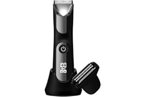 Body Hair Trimmer Shavers for Men - Teenova Electric Mens Groin Hair Groomer Remover, Body Razor with Charging Cradle, Clippers for Pubic, Ball, Wet & Dry Use & Nick - Free(Black)