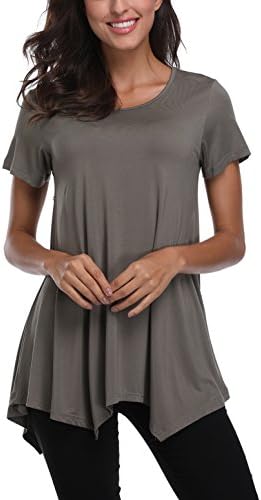 UrHot Women's Tunic Top Short Sleeve Handkerchief Hem T-Shirt S-3XL