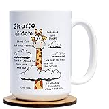 Orphic Nature Funny Mug and Coaster Set - Giraffe Wisdom - Large 15 Ounce Inspirational Giraffe Mug for Birthday and Any Special Occasions. Giraffe and Stand Tall with Friends, Family and Coworkers.