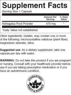 Swanson Astragalus Root 470 Milligrams 100 Capsules