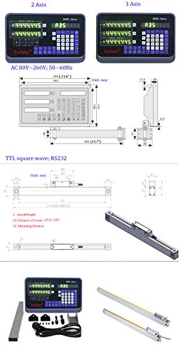 image for TOAUTO 2 Axis Digital Readout Dro kit 250mm+ 1000mm Linear Glass Scale