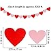 12.4' Long Valentine's Day Red Pink Heart Garlands Party Garlands Decoration Felt Hearts Banner Garland Backdrop Background Strings for Kids Wedding Birthday Baby Bridal Shower Classroom
