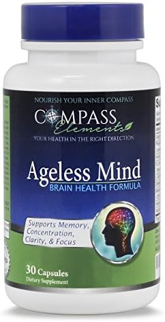 Ageless Mind Natural Brain Booster for + Memory Mood Clarity &amp; Focus with Ginkgo Biloba Best Nootropic Brain Health Supplement