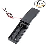 Waykino 6PCS 2 X 1.5V AAA Battery Pack Case Holder Storage Plastic Box Battery Spring Clip Black Red Wire Leads ON/OFF Switch with Cover(6pcs 2AAA)