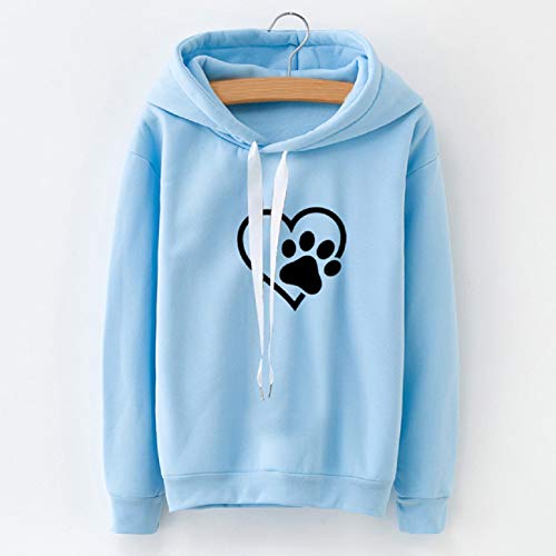 Tsmile Women Hooded Activewear Drawstring Long Sleeve Print Oversized Sports Loose Plain Fall Pullover Tops Blouse Light Blue