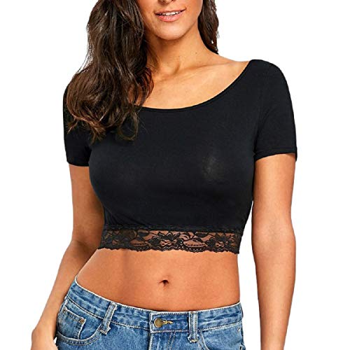 Tops For Women Ljsgb Lady Lace Top Peplum Top Off Shoulder Bluse Polyester Ladies Sexy Tops Ladies Tops Short T Shirtxlblack - 