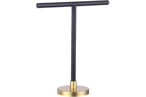 GERZWY Free Standing Modern Hand Towel Holder Tree Rack SUS 304 Stainless Steel Countertop Towel Ring (Black & Gold)