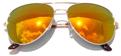OWL Aviator Sunglasses Vintage Gold Metal Frame Assorted Mirror Lenses (4 PACK)