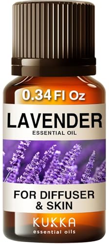 Kukka Lavender Essential Oil for Diffuser, Skin & Hair (10ml) - 100% Pure Natural Aromatherapy Lavender Oil for Relaxation, Nourishment & Topical Uses - Therapeutic Grade