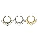 Maggie 3 Pcs Fake Septum Clicker Nose Ring Non Piercing Hanger Clip Body Jewelry