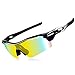 IFLYING Polarized Sports Sunglasses 3 Color Interchangeable Lenses for Men Women Cycling Baseball Running Glasses Polarized Gray for All Purpose and Night activities (Black)