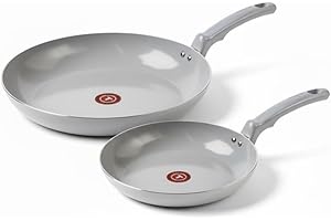T-FAL Refresh Ceramic Cookware Set, 2-Piece Fry Pan Set, 8 Inch (20 cm) & 10 Inch (26 cm), Nonstick Ceramic Pans for Healthy 