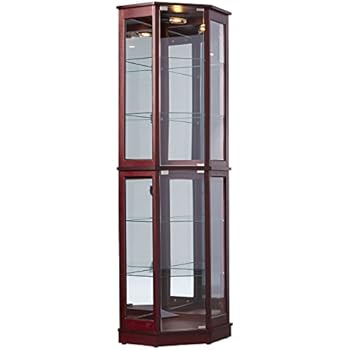 Amazon Com Tall Lighted Corner Curio Cabinet Corner Hutch For