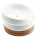 6 Inch Modern White Ceramic Round Succulent Cactus Planter Pot with Drainage Bamboo Tray,Decorative Garden Flower Holder Bowl（Pack of 2） primary