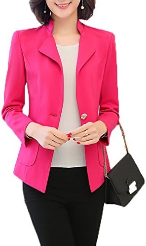SiYuan Womens Casual Work Office One Button Front Blazer Jacket US2/Tag XL Rose 850