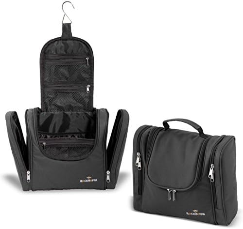 Rockhoppa Portable Men's/Women's Large Size Travel Hanging Toiletry/Wash Bag/Cosmetic Make up Bag for All Travel Toiletries - Black