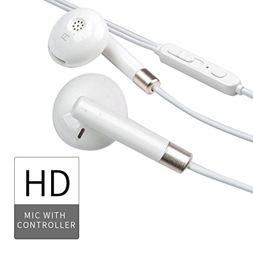 MINISO Earphones, HD Sound Super Bass in-Line Mic and 3.5mm Jack Wired Mobile Earphones, White