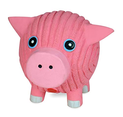 HuggleHounds Ruff-Tex All Natural Squeaky Tough Dog Chew Toy, Hamlet The Pig, Large