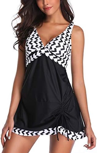 Two Piece Swimsuits Tankini Sets for Women Fudule Swimwear High Waisted Beachwear Tank Tops Bathing Suits with Shorts