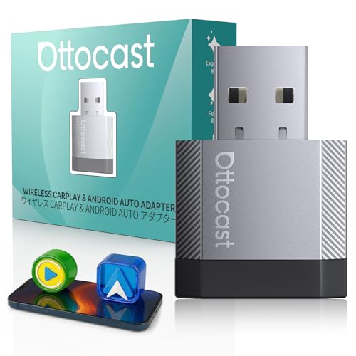 OTTOCAST 2 in 1 Wireless CarPlay and Android Car Adapter, Mini Nova 2026 Ultra-Compact Wireless Adapter, Supports ChatGPT Gemini (iOS 26.3+), Plug & Play for Car with CarPlay/Android Car Wired