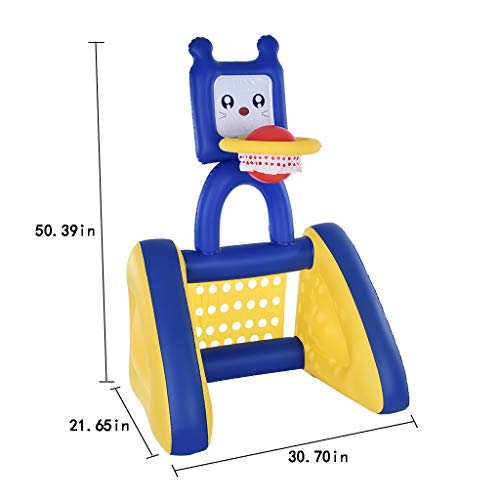 Bokeley Smart Shots Sports Center, 2-in-1 Children's Inflatable Basketball Football Rack Foldable Indoor Outdoor Toddler Toys Rack Kids' Entertainment (Multicolour)