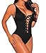 Tiksawon Women Sexy Lace Up Sleeveless Bodysuit Clubwear Tops