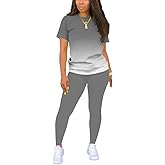 Mrskoala Women Two Piece Outfits Summer Sweatsuits Matching Jogger Sets Tracksuit Blue L